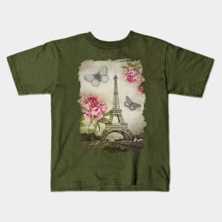 Vintage Paris Eiffel Tower Collage Kids T-Shirt